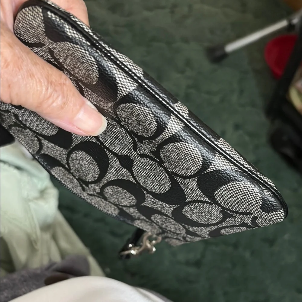 Coach Signature Black and Gray Clutch Wristlet - Picture 5 of 8